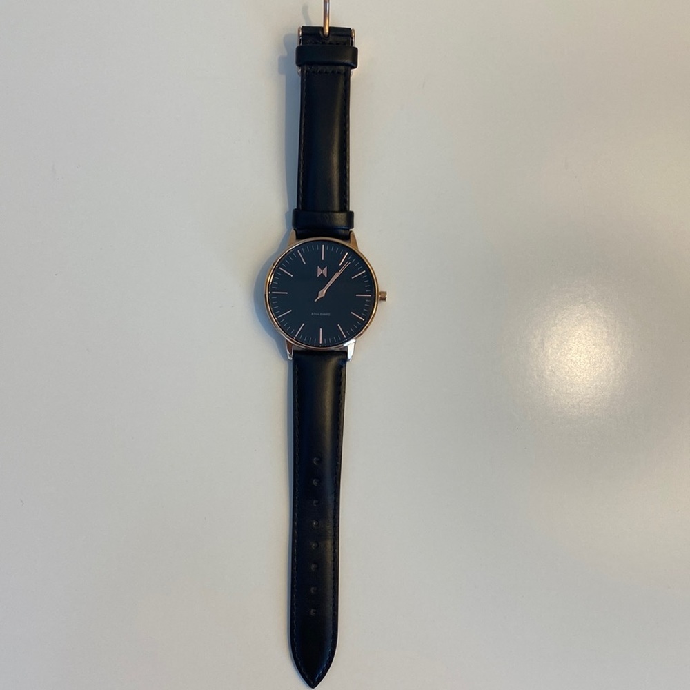 MVMT Black Leather Watch